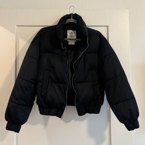 Abercrombie Black Cropped Puffer Jacket